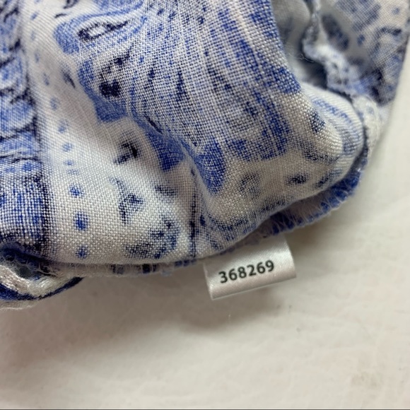 LOFT Linen Blend Floral Bohemian Blue Rose Polish Pottery Spaghetti Strap Tank - Picture 7 of 8